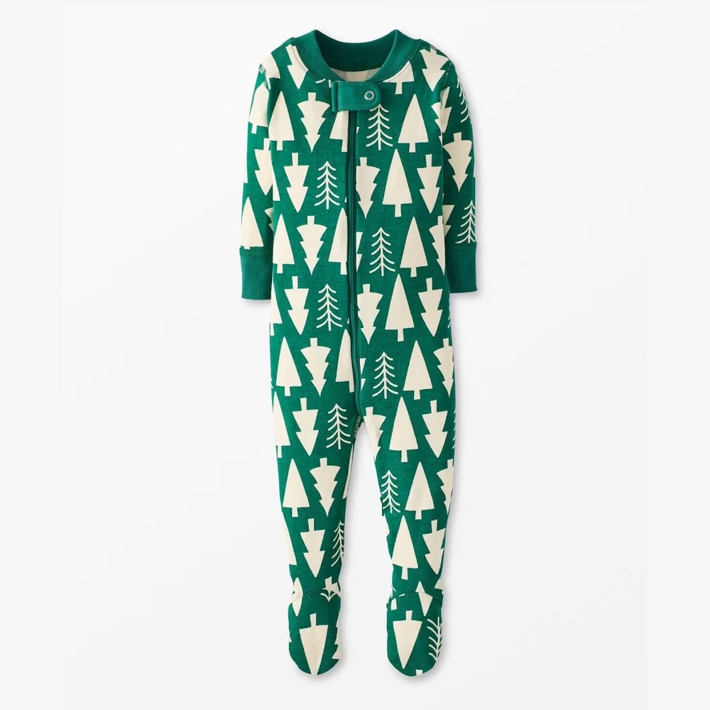 NWOT Hanna Andersson Winter Green Tree Footed Sleeper